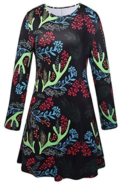 

pink queen women's ugly printed christmas a line flared skater dress, Black;gray