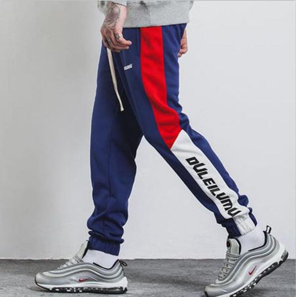 

fitness autumn wear new sports pants casual pants side stripes trousers, Black