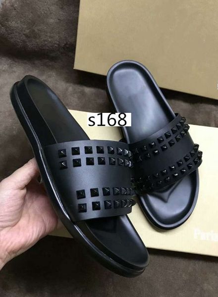 

donna studded willow nail slippers designer willow nails soft bottom rubber slippers men nail shoeswith boxs, Black