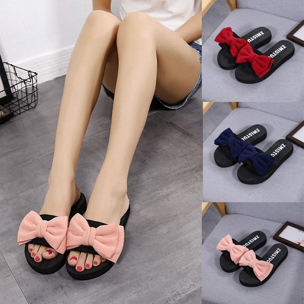 

new slippers women bow summer sandals slipper ladies indoor outdoor flip-flops beach shoes fashion female casual flower slipper, Black