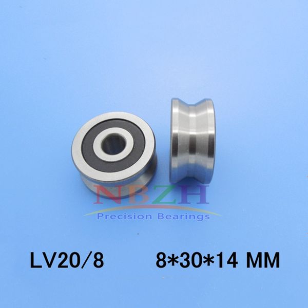 

10pcs abec-5 z2v2 v groove guide roller bearings lv20/8 zz v-30 rv20/8-10 8*30*14 precision double row balls