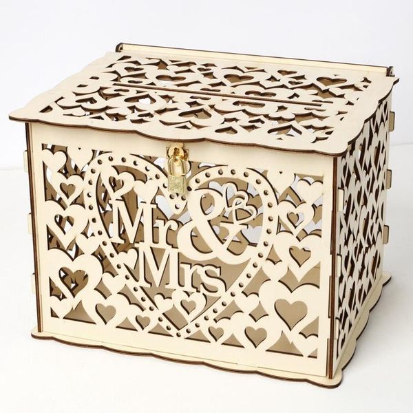 2019 Wooden Wedding Card Box Diy Money Box With Lock