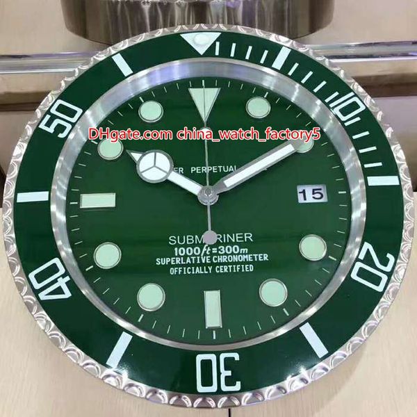 

12 style brand watch clock wall clocks 34cm x 5cm 1.5kg quartz movement for model 116710 116610 116681 clock watches clocks, Slivery;black