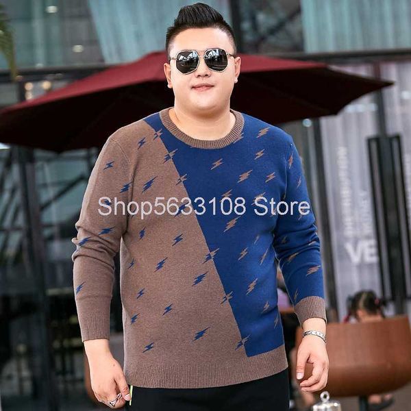 

wool knitting shirt double color splicing round neck men's joker leisure loose comfortable long sleeve, Black