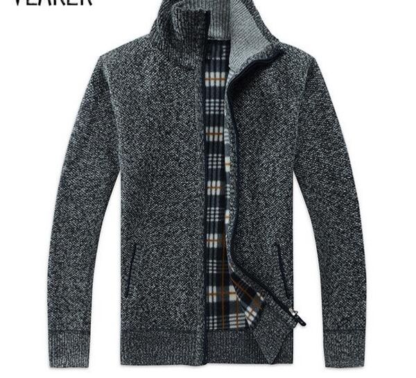 

2019 осень зима мужской свитерпальто из искусственного меха, шерстяной свитер, куртки мужская молния вязаные толстые пальто повседневный три, Black;brown