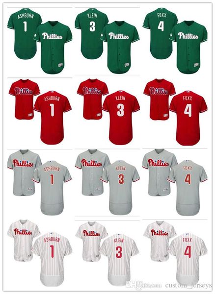 

custom men women youth phillies jersey #4 jimmy foxx 3 chuck klein 1 richie ashburn home red black grey white kids girls baseball jerseys, Blue;black