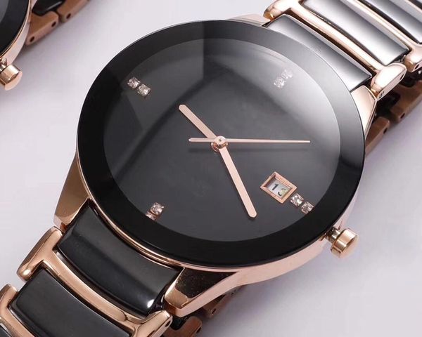 

couple men women wristwatch rose gold ceramic quartz movement male female girls quality watches for lovers ing, Slivery;brown