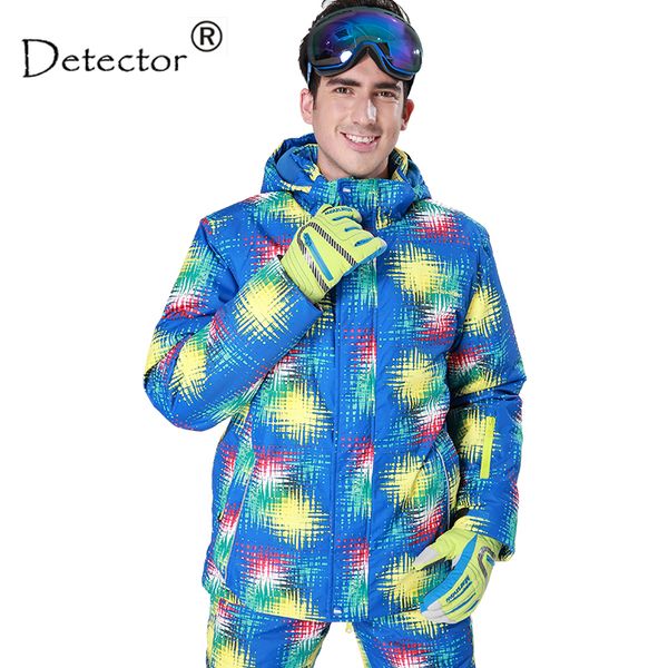 

detector men's ski jacket blue print winter outdoor ski suit height waterproof,breathable jacket warm snowboard