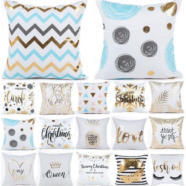 

геометрическая бронзировать синий подушка подушка обложка новый год рождество золотые украшения дома диван декор декоративные наволочки 4049