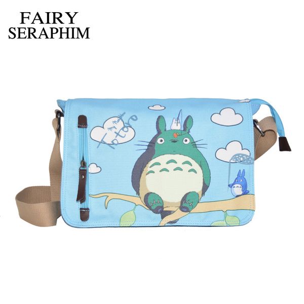 

fairy seraphim anime my neighbor totoro messenger canvas bag shoulder bag cute printing blue totoro teenagers schoolbag