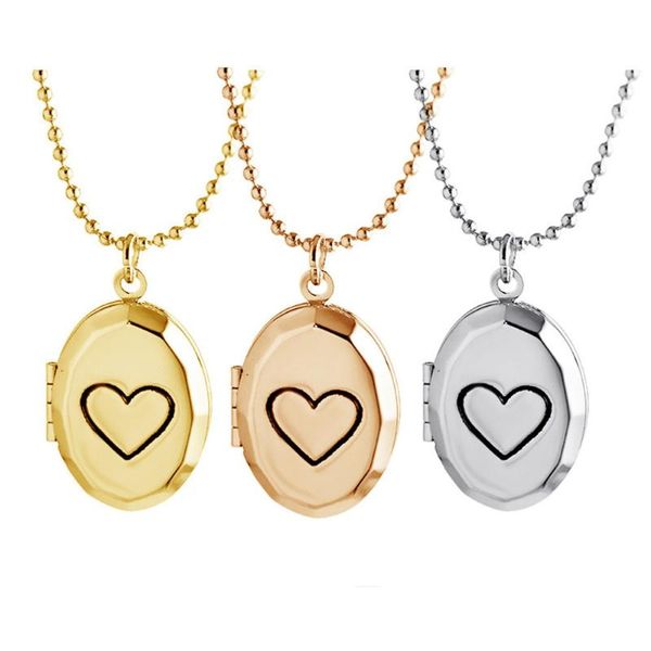 

magic round p memory floating locket simple heart necklace for women, Silver