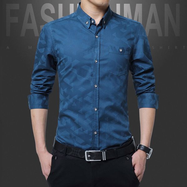 

new fashion casual men shirt long sleeve jacquard weave slim fit shirt men cotton mens dress shirts clothes 5xl, White;black