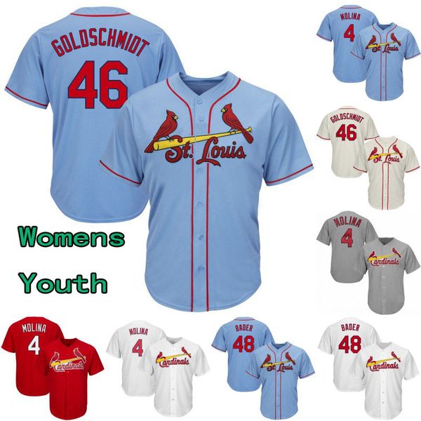 

Для женщин молодежи Сент-Луис 46 Пол Гольдшмидт 1 Оззи Смит 4 Yadier Molina 25 Декстер Фаулер 48 Харрисон Bader Бейсбол Трикотажные изделия