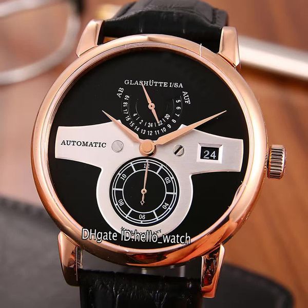 

new grand lange1 owl zeitwerk 145.029 140.021 115.026 black dial automatic mens watch rose gold case leather strap gents watches, Slivery;brown