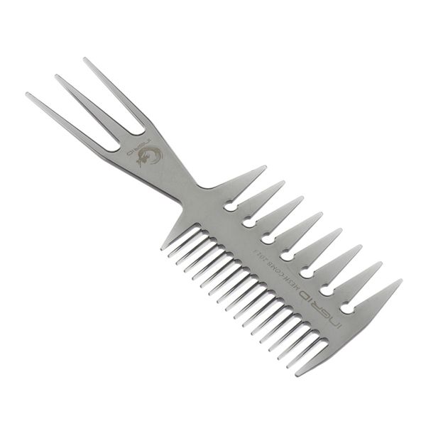 

3-in-1 men's oily hair pick comb dye hairdressing styling wide tooth, Silver