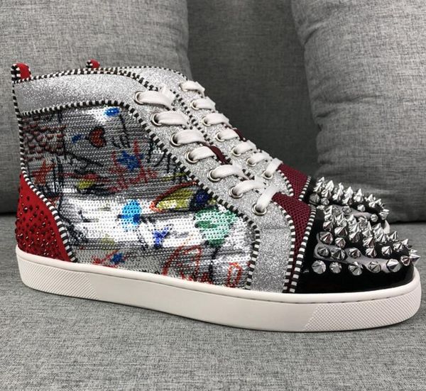 

Exqui ite graffiti rhine tone pike high red bottom neaker men women ca ual couple hoe party dre wedding with box ize 35 47