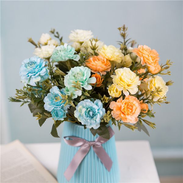 

14 heads silk artificial flowers cuckoo flower artificielles camellia for wedding home christmas decoration fake flower bouquet