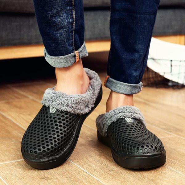 

winter fashion woman slippers house slippers pu leather warm fur home slipper indoor floor female shoes #t1g, Black