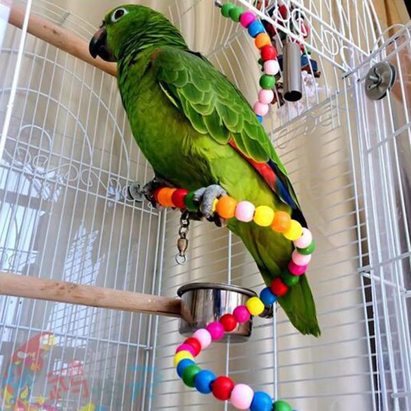 

hanging colorful beads cage decoration parrot toys for parrots bird stand swing toy pet bird supplies parrot accessories