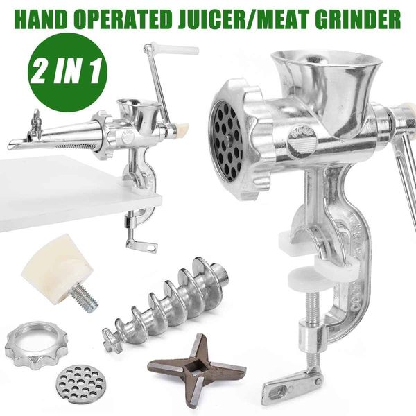 

2 in 1 hand operated juicer meat grinder for meat fruit vegetable wheatgrass
