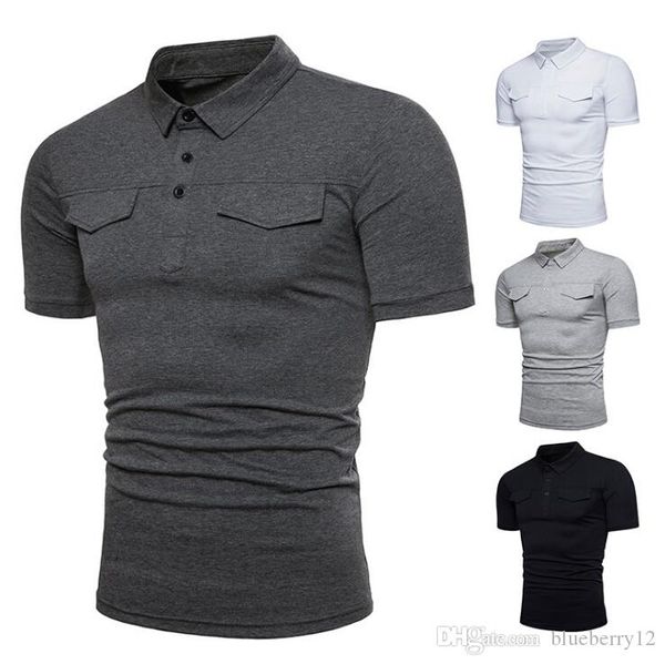 

мужская твердая рубашка slim fit с коротким рукавом летняя повседневная базовая футболка 4 цвета рубашки с карманами, White;black