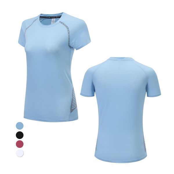 

yoga jerseys gym running workout traning short sleeve slim quick dry stretch women sports print shirts, White;red