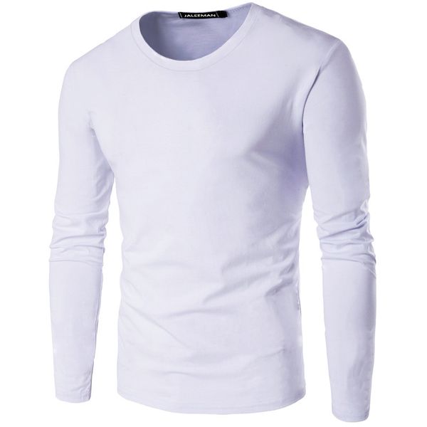 

fashion-mens 2019 luxury designer clothes new winter solid color mens long sleeved designer t shirts round neck slim cotton t-shirt, White;black