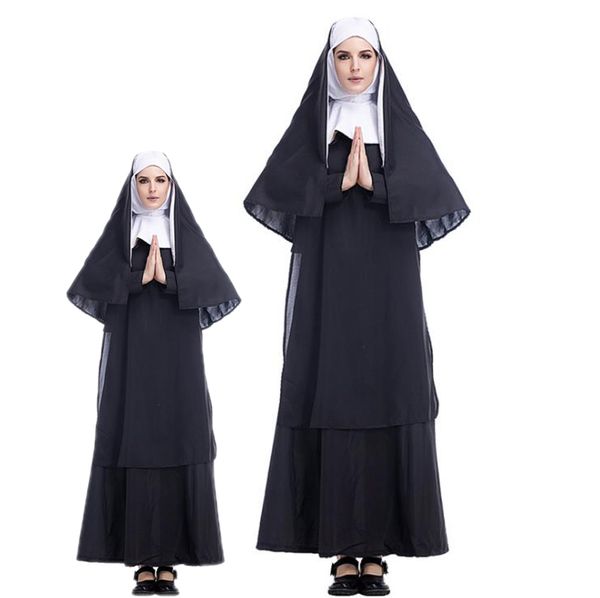 

designer costume jesus christ lady new full sleeve missionary pastor clothing maria priest nun service role play halloween, Black;red