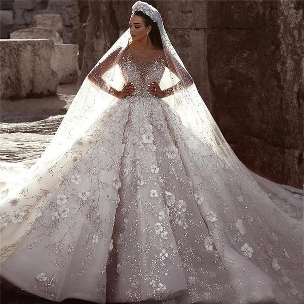 

New Arrival Luxury Sexy Lace Shinning Flower Crystal Wedding Dress