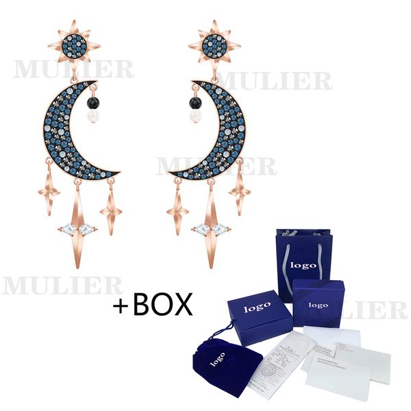

swa 2019 mulier new symbolic moon star pierced earrings send girlfriend gifts fashion romantic jewelry 5489536, Silver