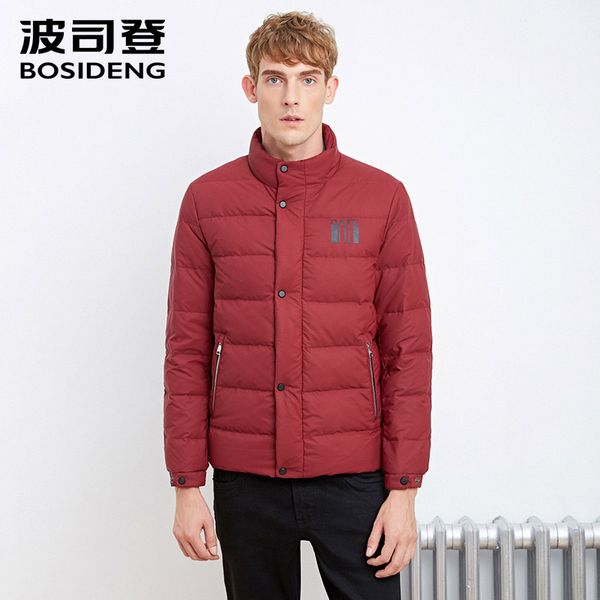 

bosideng new winter men duck down coat down jacket thick parka stand collar sold color casual wear b1601103, Black