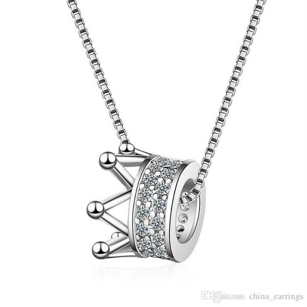 

rhinestone necklace gold silver color crown pendant necklace for women link chain crystals crown necklace pendant jewelry 2019
