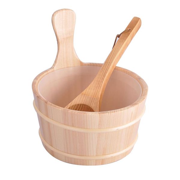 

sauna wooden bucket and ladle kit steaming bathroom equipment accessories 4l