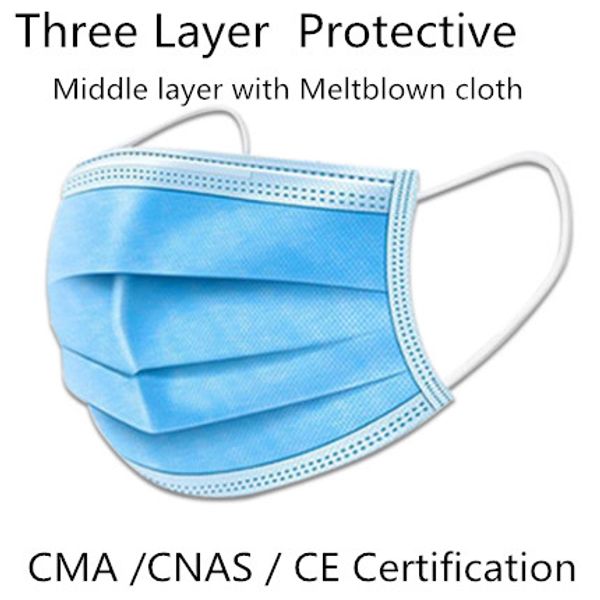 

in stock three layer disposable protective face masks non-woven masks men women dust-proof breathable meltblown cloth mask 10pcs