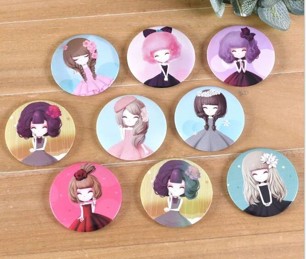 

5pcs/lot cute mini portable circular hand mirror pocket portable makeup tool