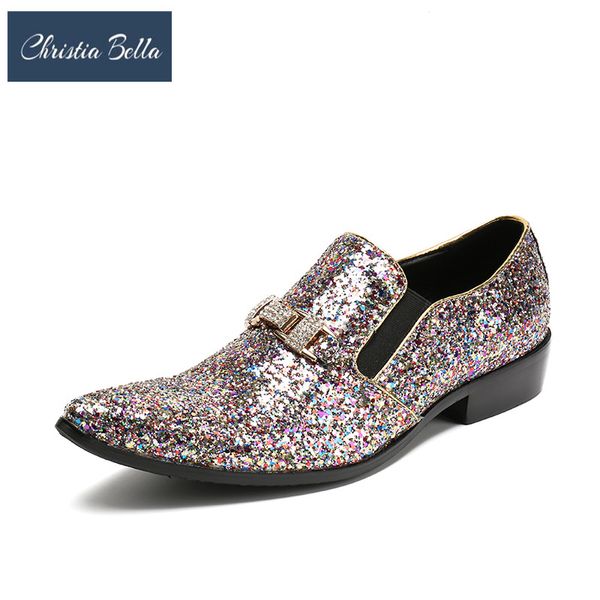 

luxury men party wedding handmade loafers glitter men dress shoes diamond smoking slippers men's flats sequins shoes nightclub, Black