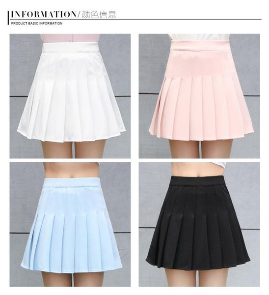 

2020 spring summer women high waist cosplay skirt kawaii denim solid a-line sailor skirts japanese school uniform mini skirts, Black