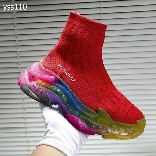 

2020 new fashion quality knit socks shoes speed trainer high race runners mens womens sneakers black white slip-on luxurys casual shoes
