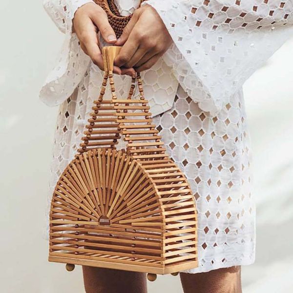 

лето женщины моды бамбука сумки ручной работы из бамбука кошелек сцепления тотализатор соломы пляж сумка (с шарфом