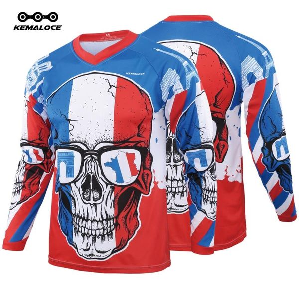 

racing jackets kemaloce france motocross jersey blue mtb t shirt full sleeve cycle moto race mountainbike downhill, Black;red