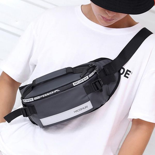

men messenger bags fashion sport crossbody single should bags letter nylon solid color zipper chest bag waist bag phone