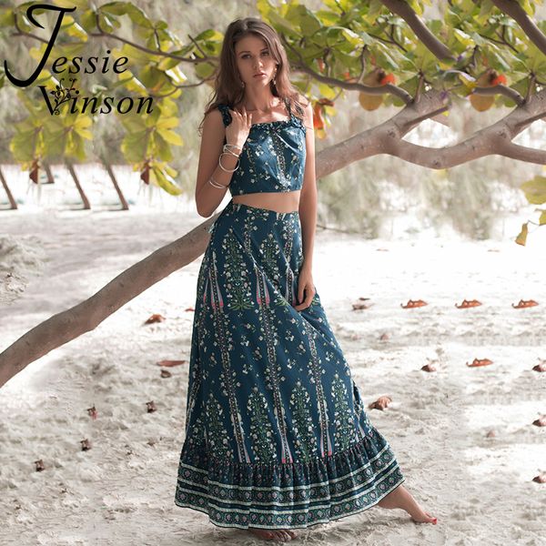

jessie vinson blue backless crop tank and long skirt 2 pieces set women summer chiffon crop and maxi skirt set beach, White