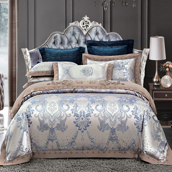 

luxury bedding sheets pillow covers jacquard embroidery four popular king size  size sleep and beautiful atmosphere10