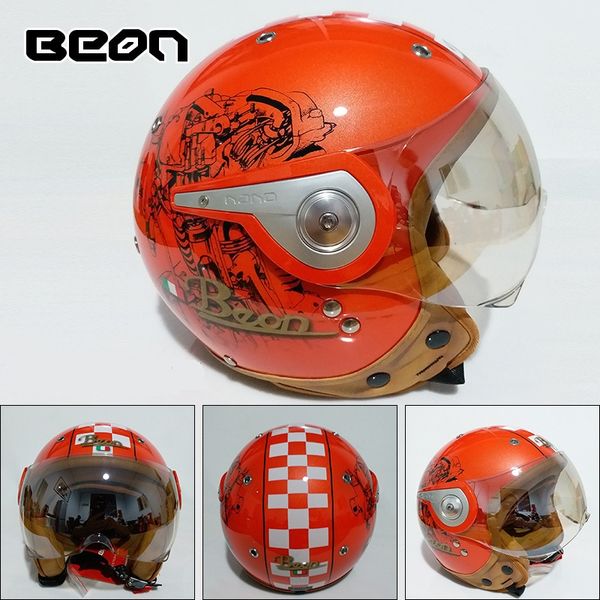 

2019 new ece netherlands beon moto racing helmets retro motorcycle helmet prince motorbike helmet safety cap abs pc lens visor