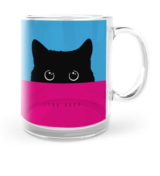 

personalized black kitty cat glass mug cup-5 other dinnerware