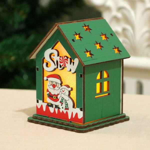 

wooden house with candle light led handcraft diy kids christmas tree durable decoration gift hanging deer portable