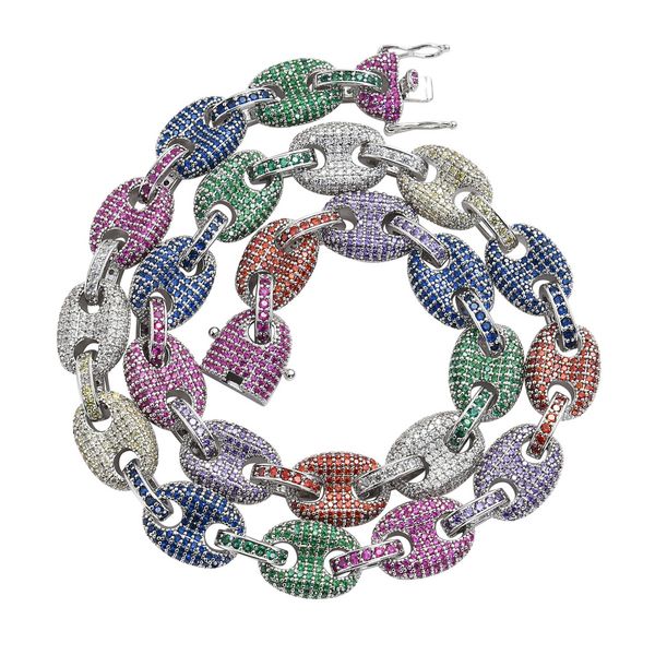 

12 мм 18-24 дюйма хип-хоп запад ожерелье цепь цвет 14 к золото медь сделано обледенелый теннис роп, Silver