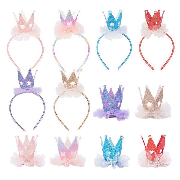 Fiore del merletto bastoni dei capelli delle ragazze dell'arcobaleno corona delle clip dei capelli del partito di design fasce accessori per capelli principessa Kids mollette ragazze