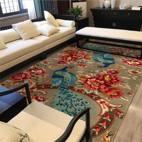 

area rug for living room chinese auspicious flower and bird pattern carpet christmas rug living room table accessories