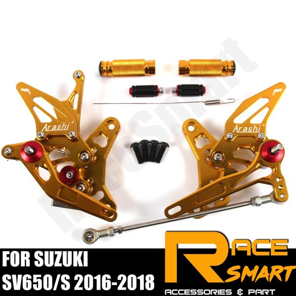 

for sv650/s 2016 2017 2018 sv-650 sv 65 rear footrests foot rest pegs pedal motorcycle accessories cnc adjustable rearset